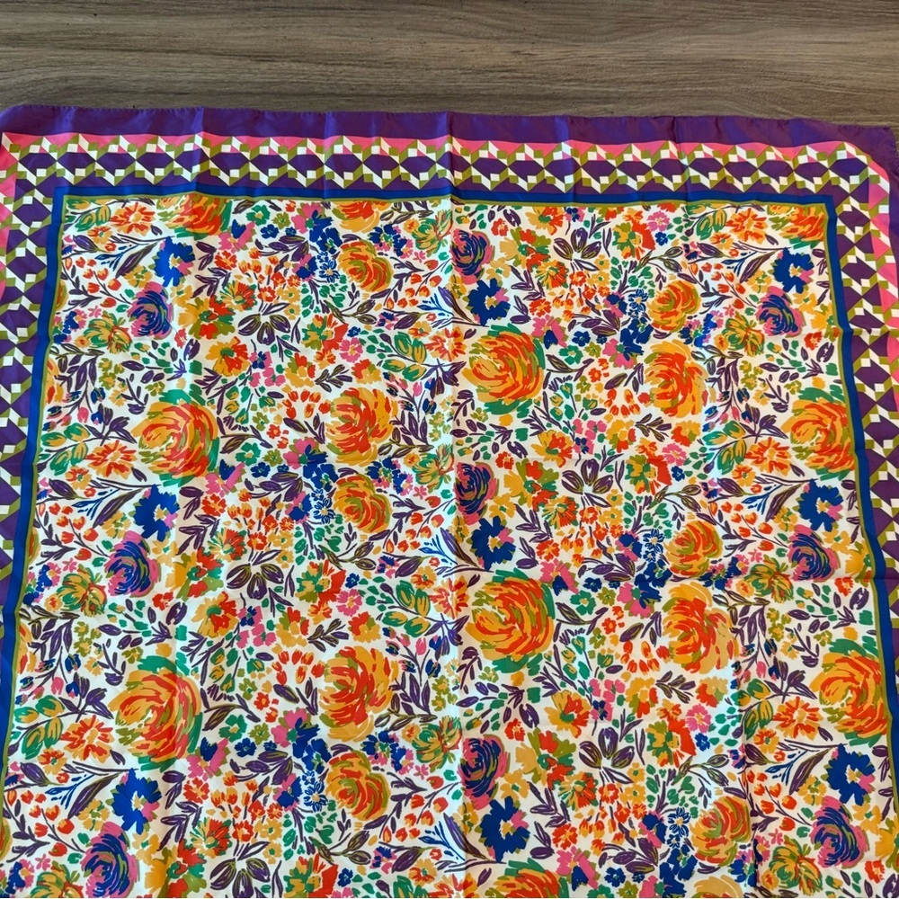 NWOT Zara Floral Silky Scarf - Picture 3 of 5